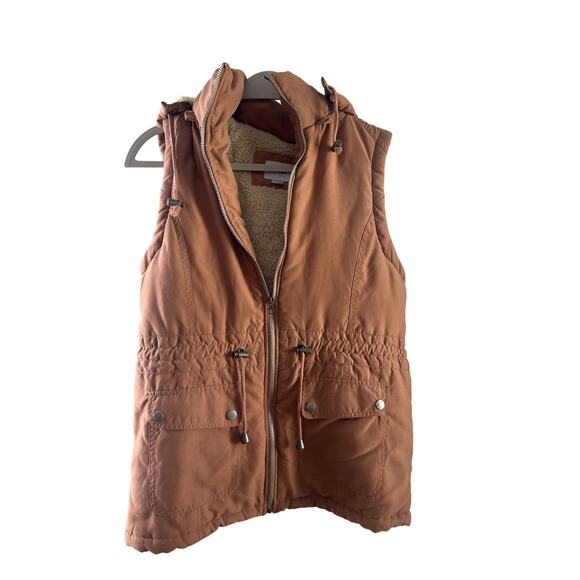 Favlux Rust Brown Sherpa Lined Puffer Vest Women’s Large - Picture 1 of 5